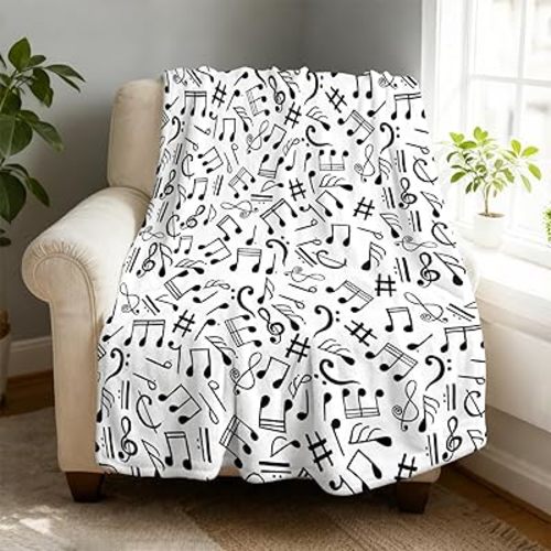 Music Note Fleece Throw Blanket 50 x 60 inches for Couch Sofa Bed,Super Soft Cozy Plush Microfiber Flannel Blanket Lightweight for Women, Men and Kids