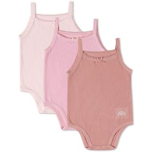 MiniMoi 3 Pack Baby Mini-Ribbed Stretch Modal Solid-Color Bodysuits Pink Multi 9 Months
