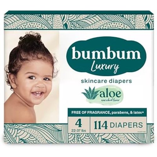 Bum - Bum Luxury Diapers, Size 4-114 Count, Fragrance-Free (Pack of 1)