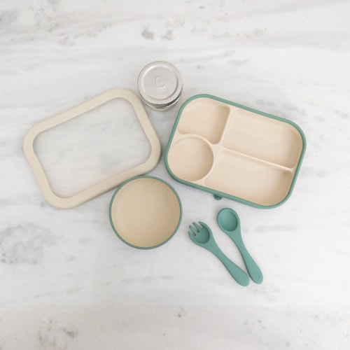 First Bites™ Mealtime Starter Set | Baby Feeding Set | Mason Bottle