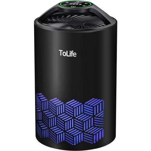 ToLife Air Purifiers for Home - HEPA Filter Air Cleaner for Pet Hair, Allergies, 99.97% Smokers, Dust, Pollen, Odor Eliminators for Bedroom up to 215 Sq.ft - Black