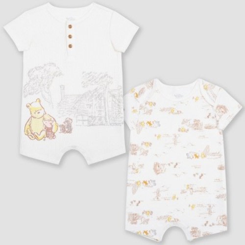 Baby 2pk Disney Winnie the Pooh Collection Romper - Beige 3-6M