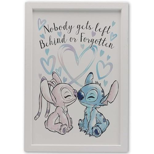 Disney Lilo and Stitch Love You More Framed Wood Wall Decor - Adorable Stitch Wall Art for Kids' Bedroom or Movie Room