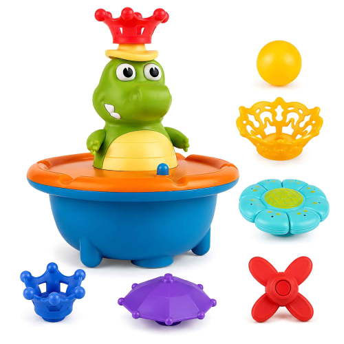 Crocodile Bath Toy for Toddlers, Light Up Fountain with 5 Spray Modes, ABS Plastic Spinning Water Play for Bathroom, Tub and Pools