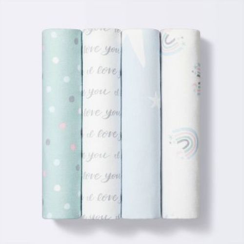 Flannel Baby Blankets I Love You to the Moon and Back - 4pk - Cloud Island™