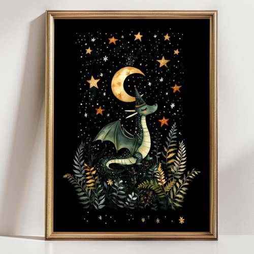 Magical Dragon Enchanted Wall Art Room Decor Fantasy Home Decor Whimsical Nursery Art