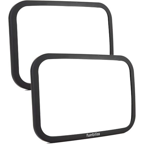 Funbliss 2-Pack Baby Car Mirror | Shake-Proof & Shatterproof, 360° Adjustable Angle, Clear Wide View for Rear-Facing Infants, Easy Install
