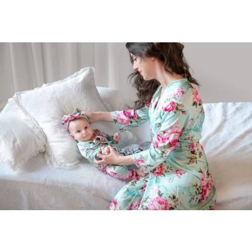 Maternity robe, mommy robe and swaddle set, mom and baby, hospital bag, baby shower gift, mommy and me robe and swaddle girl, dad shirt