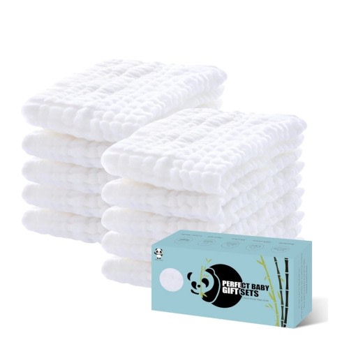 HIPHOP PANDA Baby Gift Sets 10 Pack 6-Layers Muslin Burp Cloths Large Cotton NEW