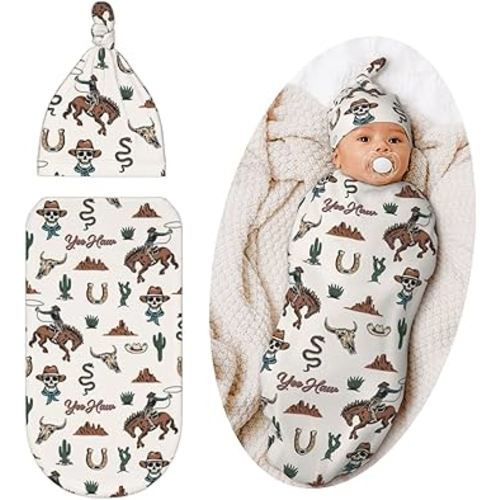 Western Cowboy Swaddle Blankets Newborn Receiving Blanket Baby Swaddle Wrap Soft Sleeping Clothes for Baby Girls Boys