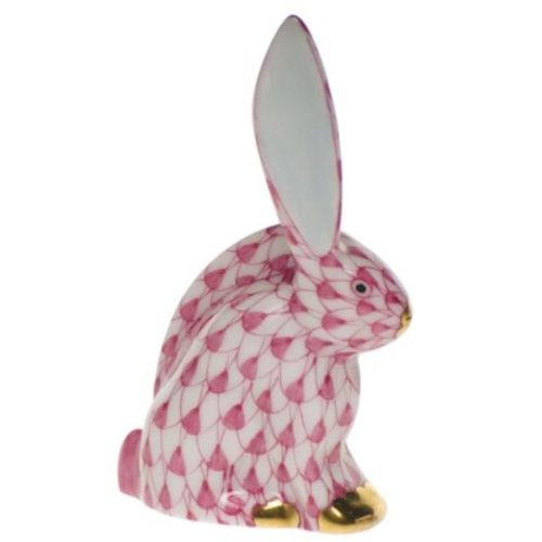 Herend Mini Rabbit Figurine - Raspberry - Bromberg's