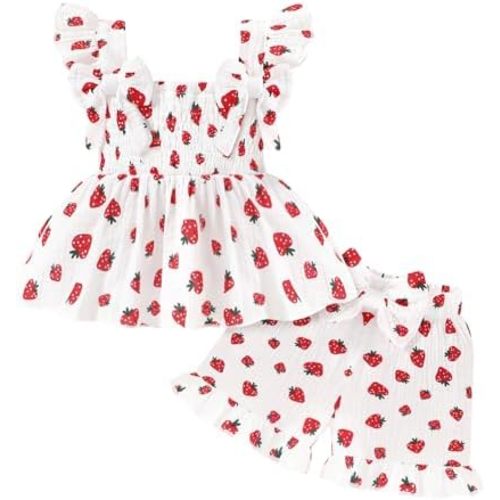 YOUNGER TREE Toddler Girl Clothes Baby Girls Ruffle Sleeveless Bowknot Dress Tops Shorts Set Cute Summer Kids Outfits
