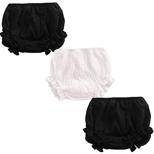 LOOLY Unisex Baby Girls Boys 3 Pack Cotton Linen Blend Bloomer Shorts