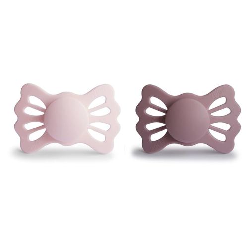 FRIGG Lucky Symmetrical SilkySoft Silicone Baby Pacifier | Made in Denmark | BPA-Free (White Lilac/Twilight Mauve, 6-18 Months)
