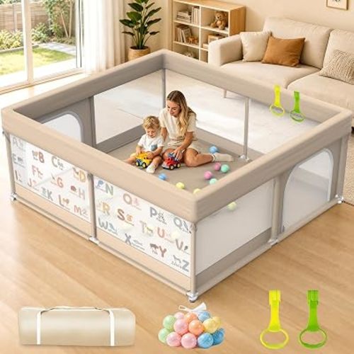 79x71 Large Baby Playpen, Indoor Outdoor Play Yard for Toddlers