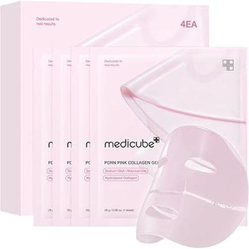 medicube Jelly Gel Mask with Salmon DNA PDRN Pink Collagen | Overnight Face Mask for Glass Glow Skin | Elasticity, Hydrating, Firming and Moisturizing | Korean Skincare, 28g x 4ea