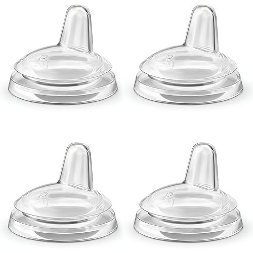 Sippy Spout Nipples for Philips Avent Natural Baby Bottles, My Grippy Spout Sippy Cup and Natural Trainer Sippy Cup, Food Grade Soft Silicone, Variable Flow, 6m+, 4 Count