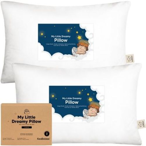 KeaBabies 2-Pack Toddler Pillow - Soft Organic Cotton Kids Pillows for Sleeping - 13X18 Travel Pillow for Kids Age 2-5 (Soft White)