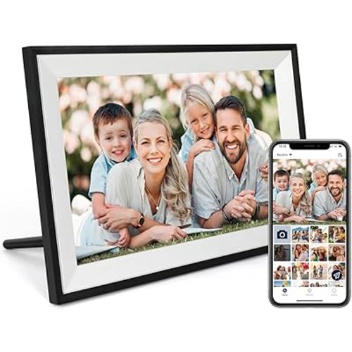 Digital Picture Frame 10.1 Inch WiFi Digital Photo Frame IPS HD Touch Screen Smart Cloud Photo Frame with 32GB Storage, Auto-Rotate, Easy Setup to Share Photos or Videos Remotely via AiMOR APP (Black)