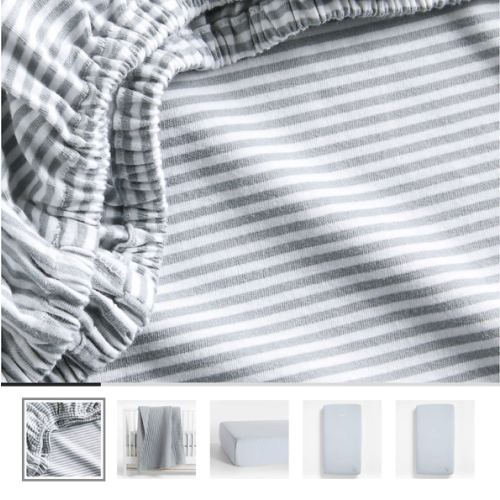 Comfy Tee Whisper Stripe Blue 100% Organic Cotton Jersey Baby Crib Fitted Sheet