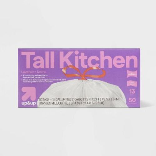 UltraStretch Tall Kitchen Drawstring Trash Bags - Lavender Scent - 13gal/50ct - up&up™