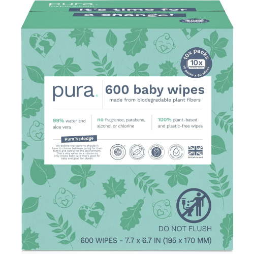Natural Sensitive Baby Wipes, 99% Water, Unscented & Hypoallergenic, Suitable for Sensitive & Eczema-prone Skin, Hypoallergenic, EWG Verified, 10 Pack of 60 Wet Wipes (600 Diaper Wipes) Bulk Buy
