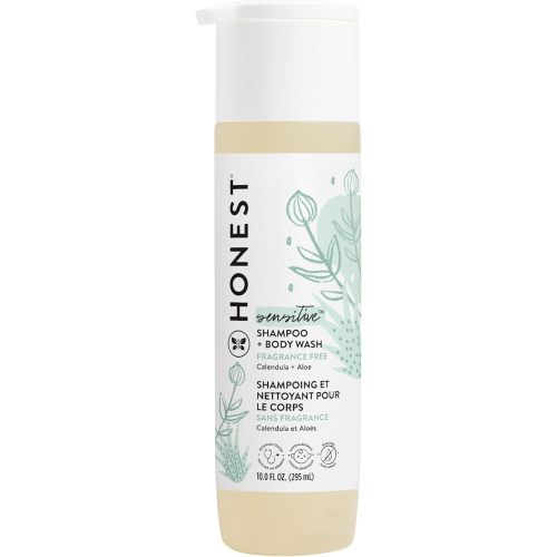 The Honest Company 2-in-1 Cleansing Shampoo and Body Wash for Sensitive Skin, Tear-Free, Hypoallergenic with Naturally Derived Ingredients, Fragrance-Free, 10 fl oz