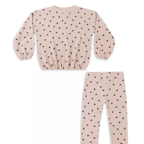 Girls' Spongey Knit Dot Print Sweatshirt & Leggings Set - Baby 6-12 months
