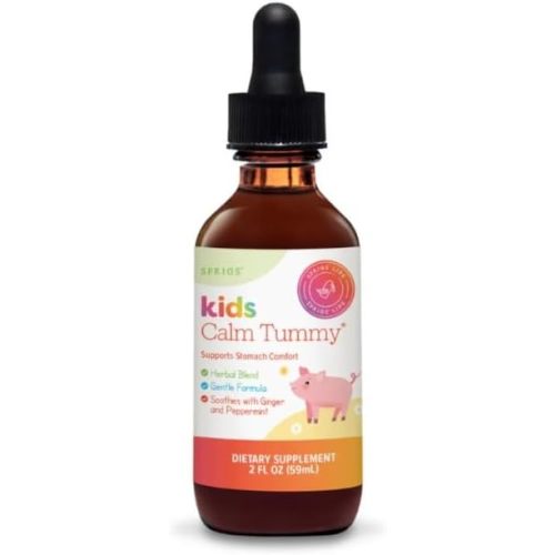 SPRIGS Kids Calm Tummy | Herbal Drops for Children with Organic Peppermint Ginger Chamomile | Drops for Stomach Comfort Healthy Digestion Gas Relief Gentle Liquid Kids Tummy Relief Calm Kid - 2 Fl Oz