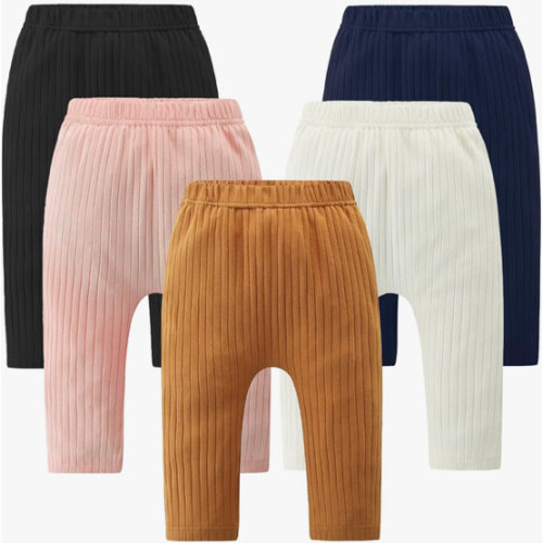 Fullfamous Baby and Toddler Girl's 5 Pack Cotton Ribbed Pull On Pants Leggings 0-4 Years