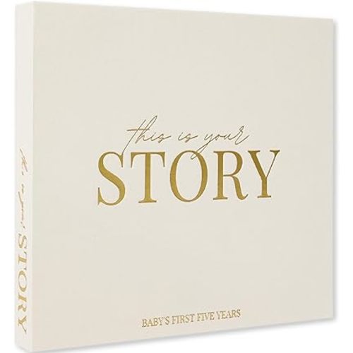 Baby Memory Book & Baby Keepsake Book to Record Baby's Milestones and Photos for Newborn Girl or Newborn Boy, Gender Neutral, Scrapbook Album, First 5 Year Journal Includes Stickers & Keepsake Box