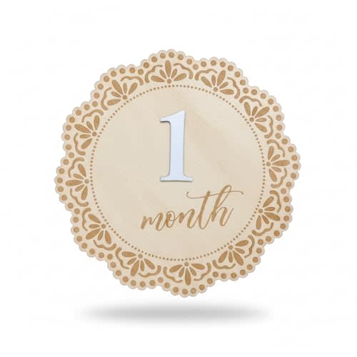 Baby's Monthly Milestone Marker 1-12 Month Milestone Marker, Double-Sided Wooden Milestone Marker, Newborn Photography Accessories, Wooden 3D Milestone Cards for Photos, Nursery Room Decoration (QR3)