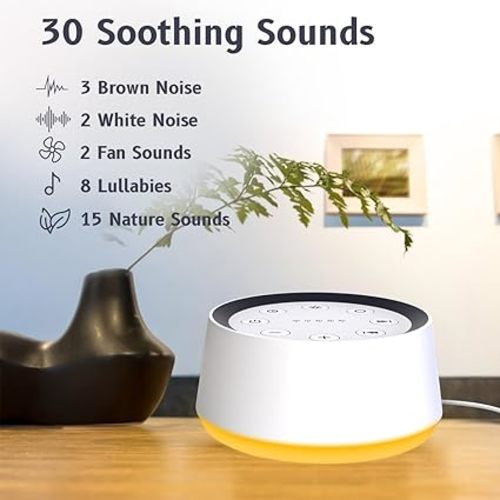 BrownNoise Sound Machine with 30 Soothing Sounds 12 Colors Night Light White Noise Machine for Adults Baby Kids Sleep Machines with Memory Function 36 Volume Levels 5 Timers for Home Office Travel