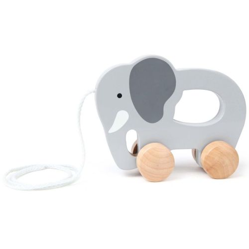 Hape: Push & Pull Elephant- Gray - Wooden Toy, Push-Pull-Grab, 1+