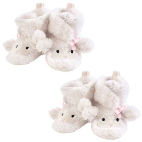 Hudson Baby Infant Girls Cozy Fleece and Faux Shearling Booties, Girls Lamb 2-Piece, 0-6 Months