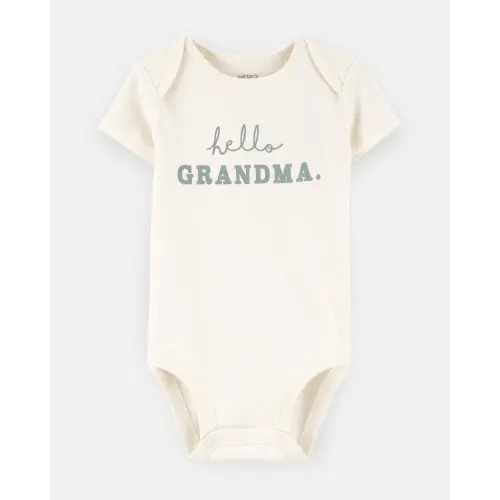 Baby "Hello Grandma" Announcement Cotton Short-Sleeve Graphic Bodysuit - Ivory | Carter's