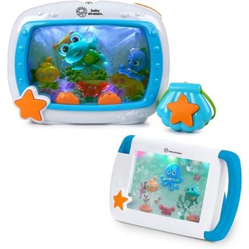 Baby Einstein 2-in-1 Sea Dreams Soother On-the-Go Gift Set, Musical Crib Toy Sound Machine and Portable Aquarium Toy, Ages Newborn and Up