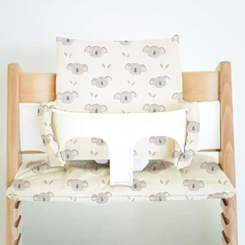Nibble and Rest Cushion for Stokke Tripp Trapp High Chairs, Soft Padded Seat & Backrest, Baby Set Compatible, Wipeable, Machine Washable, Easy to Clean, Stylish Print (Little Koala)