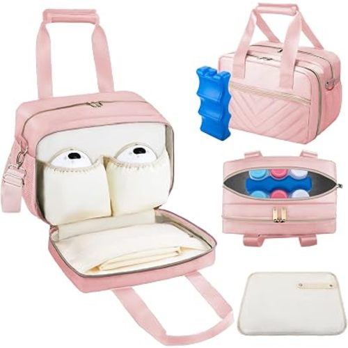 GDNasist Breastmilk Cooler Bag with Ice Pack, Fits Baby Bottles up to 9 Oz