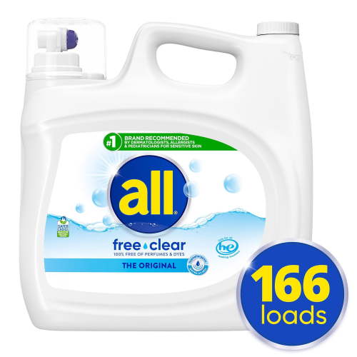 all Liquid Laundry Detergent, Free Clear for Sensitive Skin, 208oz, 166 loads