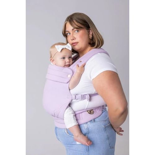 Mabē Monarch Ergonomic Baby Carrier – Premium Cotton Soft Structured Newborn to Toddler Carrier with Hip-Healthy Design, 3 Carry Positions (7-35lbs), Lightweight & Breathable, (Lilac Skies)