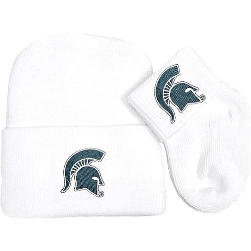 Michigan State Spartans Newborn Baby Knit Cap and Socks Set