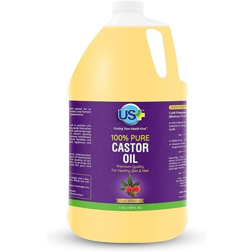 100% Pure Castor Oil - Cold-pressed, Unrefined, Hexane-free - Premium Quality - USP Grade (1 Gallon)
