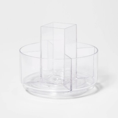 Makeup Turntable Beauty Vanity Organizer Small - Brightroom™: Clear Plastic Makeup Storage with 5 Compartments, 7"x7"x5.88"