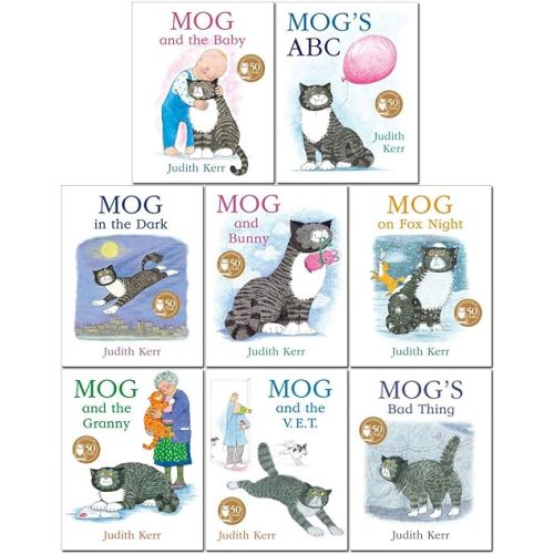 Mog The Cat Books Series 8 Books Collection Set Pack By Judith Kerr (Mog and The Baby, Mog's ABC, Mog in the Dark, Mog and Bunny, Mog on Fox Night, Mog and the Granny, Mog and the V.E.T & Bad Thing) Paperback