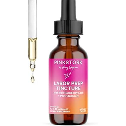 Pink Stork Labor Prep Tincture – Red Raspberry Leaf, Chamomile, Ginger & 8 Herbs – Third Trimester Pregnancy + Postpartum Recovery & Lactation Support – 2 oz Herbal Supplement
