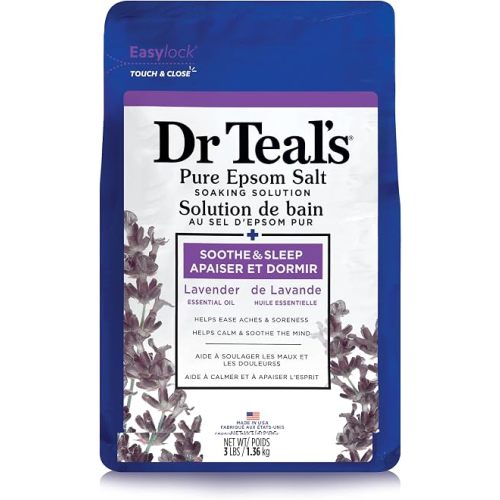 Dr Teal’s Salt Soak with Pure Epsom Salt, Soothe & Sleep with Lavender, 3 lbs (Packaging May Vary)