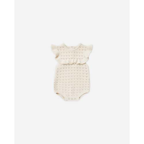Pointelle Ruffle Romper || Natural