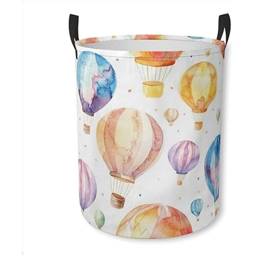 Laundry Basket Watercolor Hot Air Balloons Collapsible Laundry Hamper with Handles Clothes Storage Bin for Household Bedroom Bathroom College Dorms