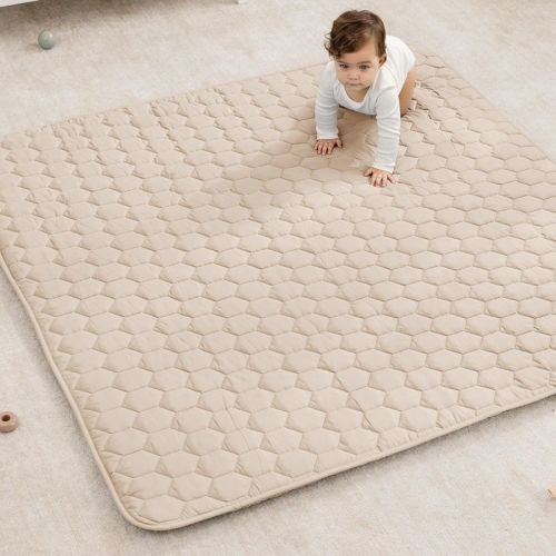 Premium Play Mat - Soft and Comfortable Kids & Toddler Play Mat with Non-Slip Bottom by Comfy Cubs - Sand, Square, 56x56
